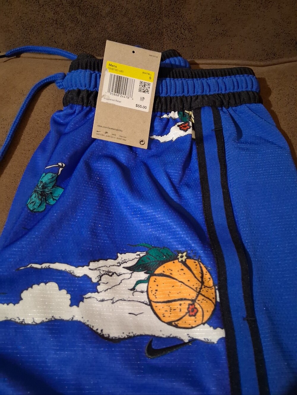 Nike Royal Blue Basketball Floral Print Athletic Shorts
